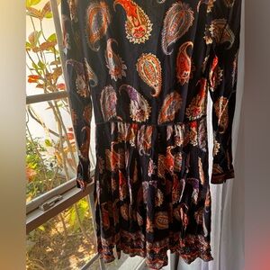 TORY BURCH PLEATED SILK LONG-SLEEVE DRESS SIZE 4